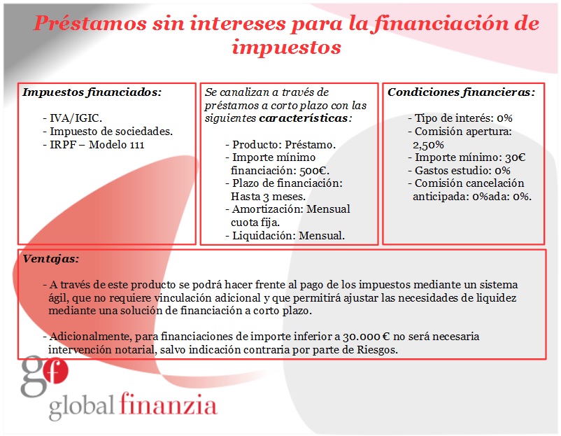 Préstamos sin intereses para la financiación de impuestos